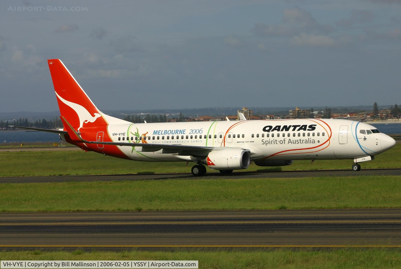 VH-VYE, 2005 Boeing 737-838 C/N 33993, early morning taxi after arrival on 34R