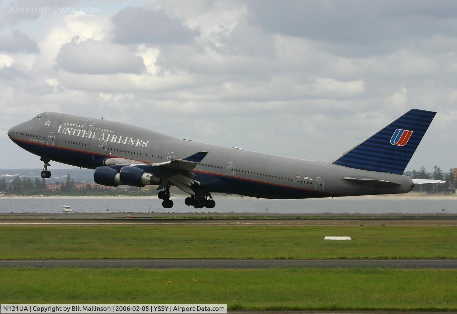 N121UA, 1999 Boeing 747-422 C/N 29167, up and away from 16R