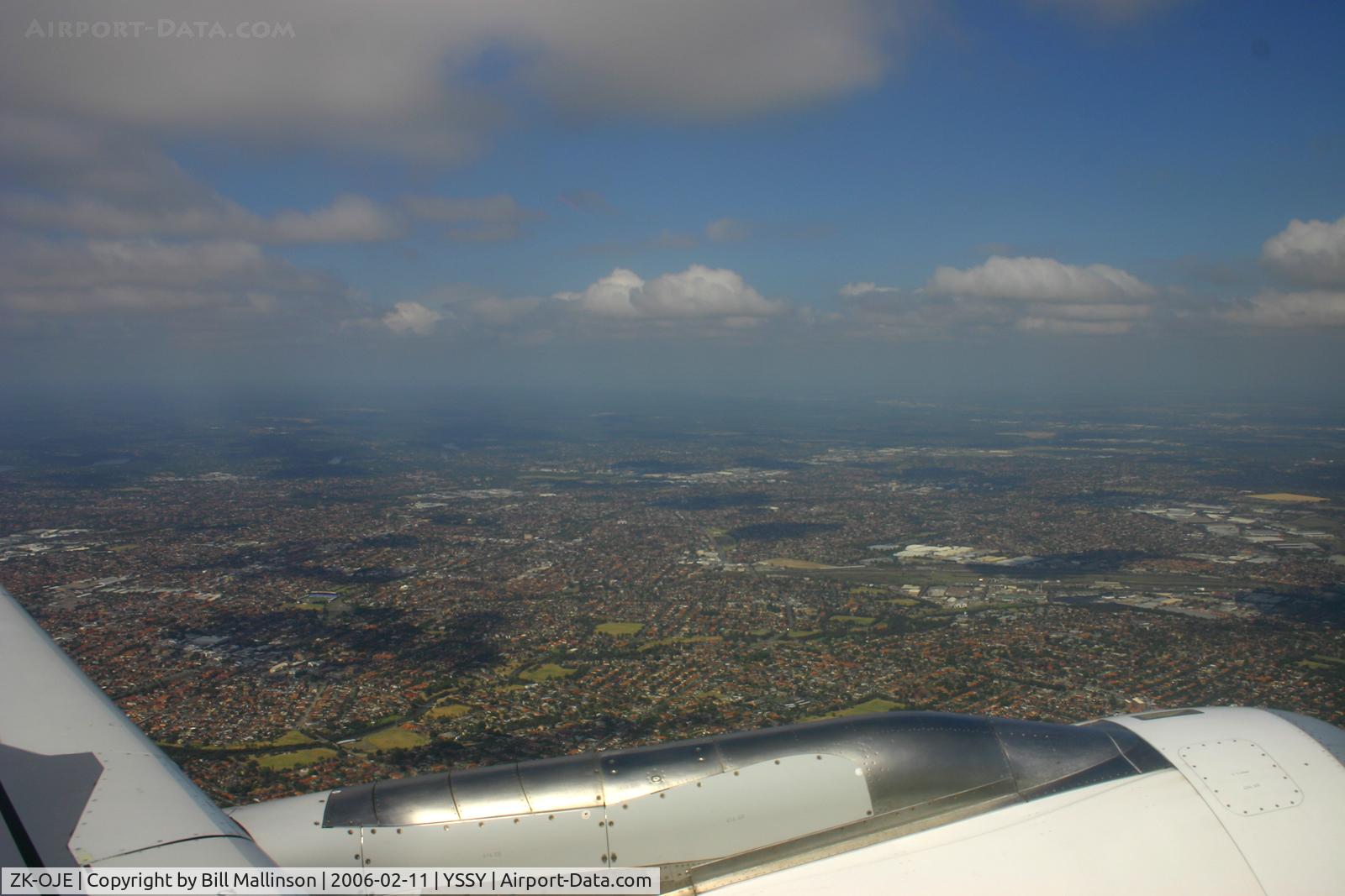 ZK-OJE, 2003 Airbus A320-232 C/N 2148, part of Sydney....  on the way back to NZ