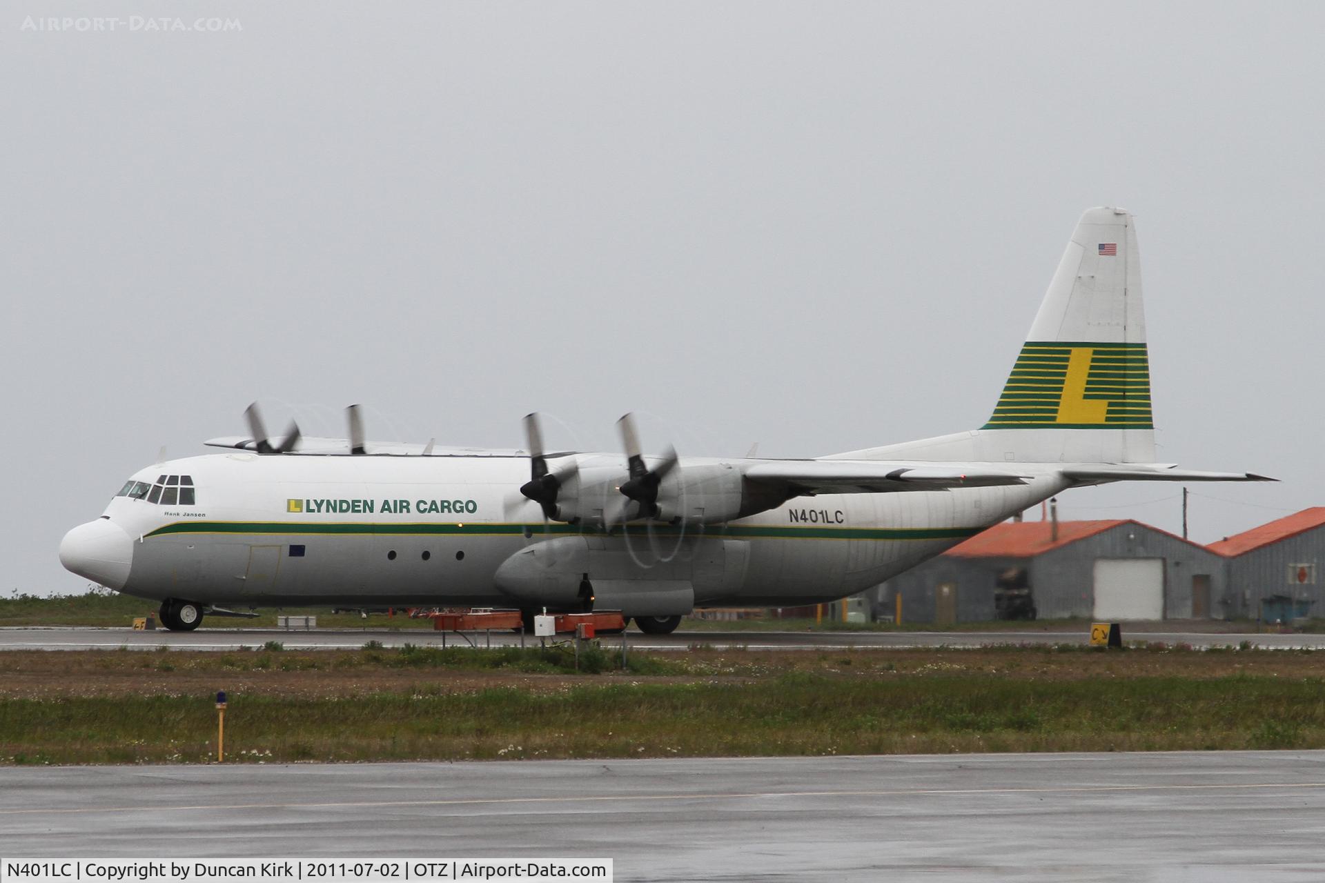 N401LC, 1975 Lockheed L-100-30 Hercules (L-382) C/N 382-4606, Lynden flight on July 2nd in less than 50 degree weather and rain. Nice Arctic Circle visit!