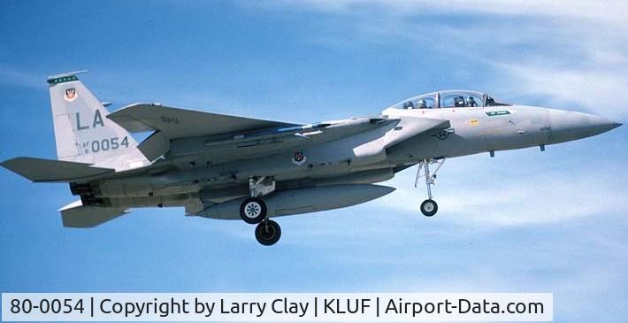 80-0054, McDonnell Douglas F-15D Eagle C/N 0637/D026, F-15D, Tail #80-0054, of the 405th TTW, 555th TFTS, Luke AFB, AZ.
