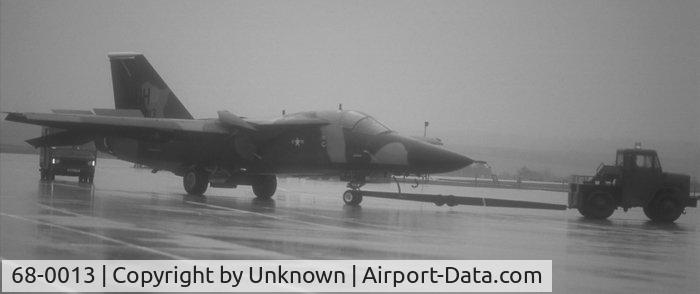 68-0013, 1968 General Dynamics F-111E Aardvark C/N A1-182, F-111E, Tail #68-013, of the 20th TFW, 79th TFS, under tow at RAF Upper Heyford, UK.