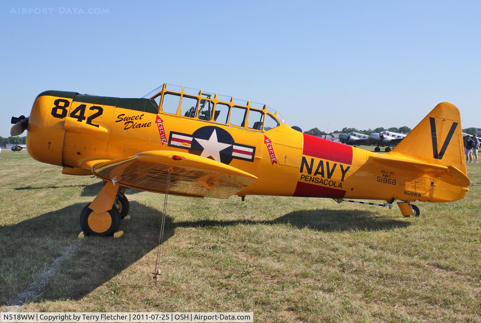 N518WW, North American SNJ-5C Texan Texan C/N 88-14866, North American SNJ-5C, ex Bu 51868 , c/n 88-14866 at 2011 Oshkosh