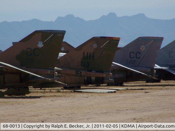 68-0013, 1968 General Dynamics F-111E Aardvark C/N A1-182, F-111E, Tail #68-013, of the 20th TFW, 79th TFS, in the AMARC storage facility on Davis-Monthan AFB, AZ.
