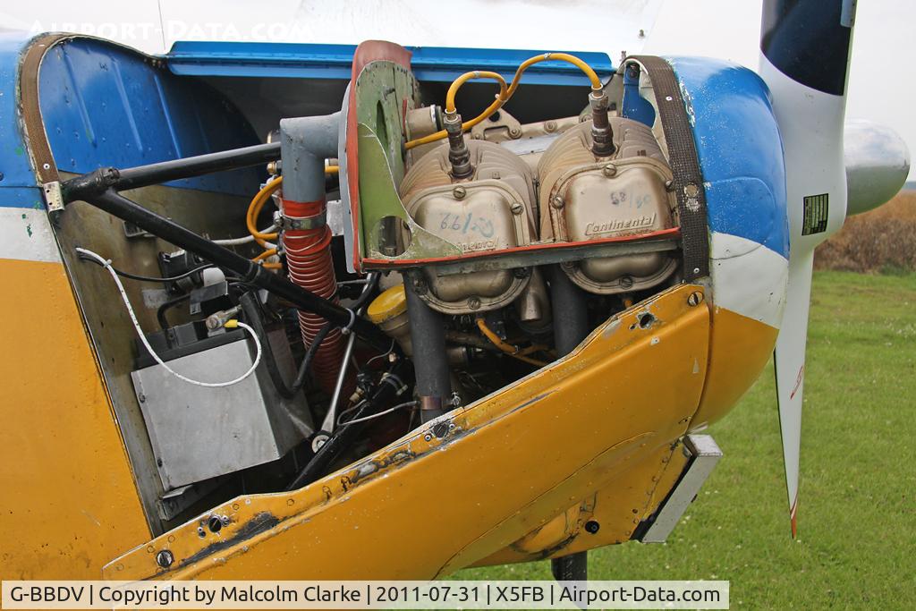 G-BBDV, 1951 SIPA 903 C/N 7, The Sipa 903's Continental C90-12F engine. Fishburn Airfield, July 2011.
