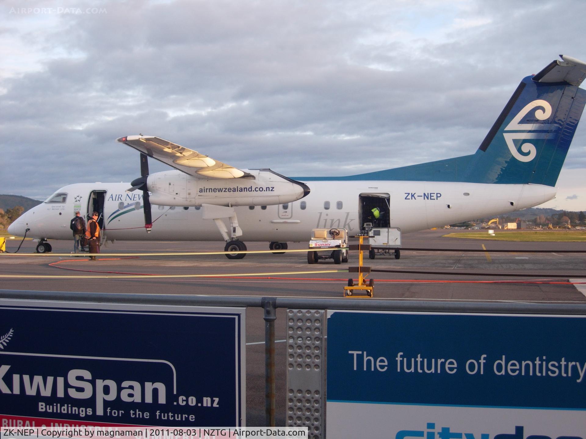 ZK-NEP, 2006 De Havilland Canada DHC-8-311Q Dash 8 C/N 634, last flight out before my return leg. This airport was great for photos and easy to walk around.
