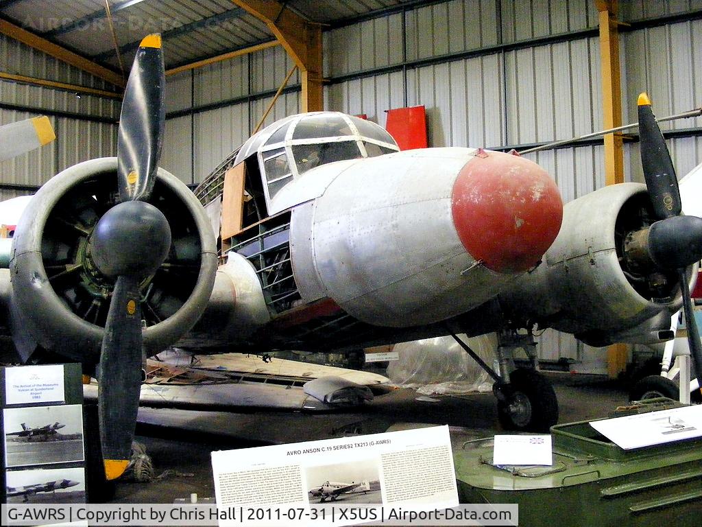 G-AWRS, Avro 652A Anson C.19 Srs 2 C/N 33785, Displayed at the North East Aircraft Museum, Unsworth