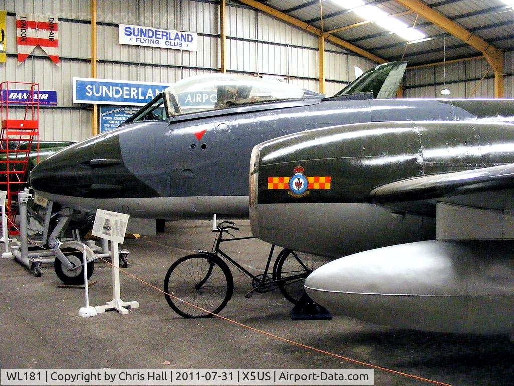 WL181, Gloster Meteor F.8 C/N Not found WL181, Displayed at the North East Aircraft Museum, Unsworth
