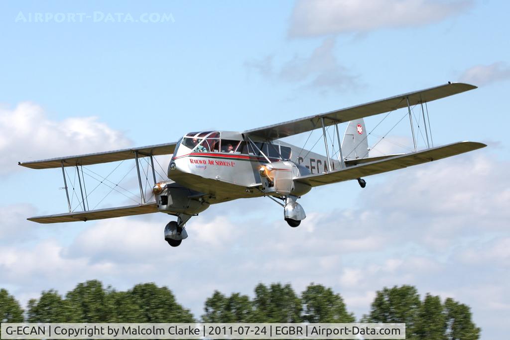 G-ECAN, 1943 De Havilland Australia DH-84 Dragon 3 C/N DHA2048, De Havilland DH84 Dragon arrives for Breighton Airfield's Wings & Wheels Weekend, July 2011.