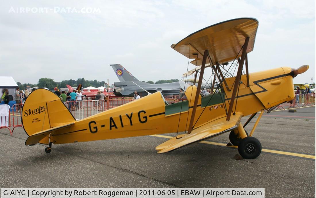 G-AIYG, 1945 Stampe-Vertongen SV-4B C/N 21, Fly in.