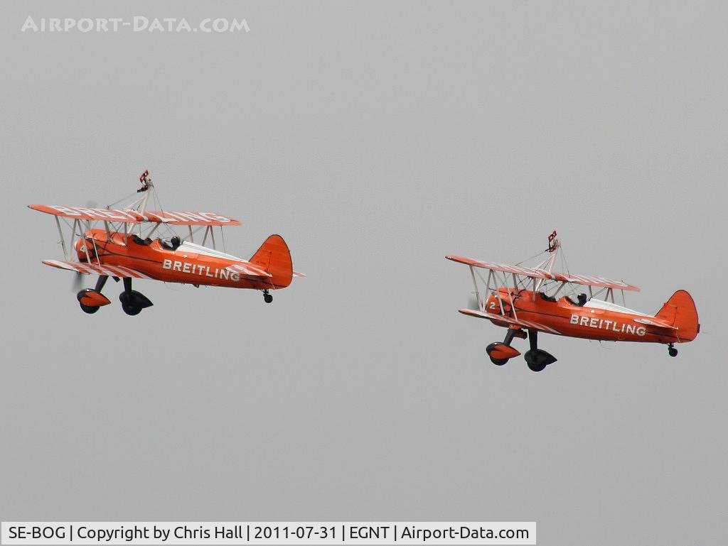 SE-BOG, 1942 Boeing N2S-3 Kaydet (B75N1) C/N 75-7128, with N74189 of the Breitling 'Wing Walkers' Display Team