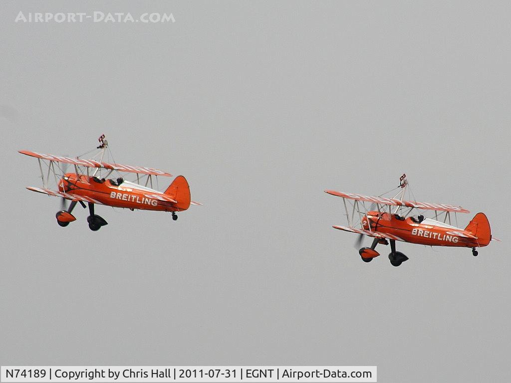 N74189, 1941 Boeing PT-17/R985 Kaydet (A75N1) C/N 75-717, with SE-BOG of the Breitling 'Wing Walkers' Display Team