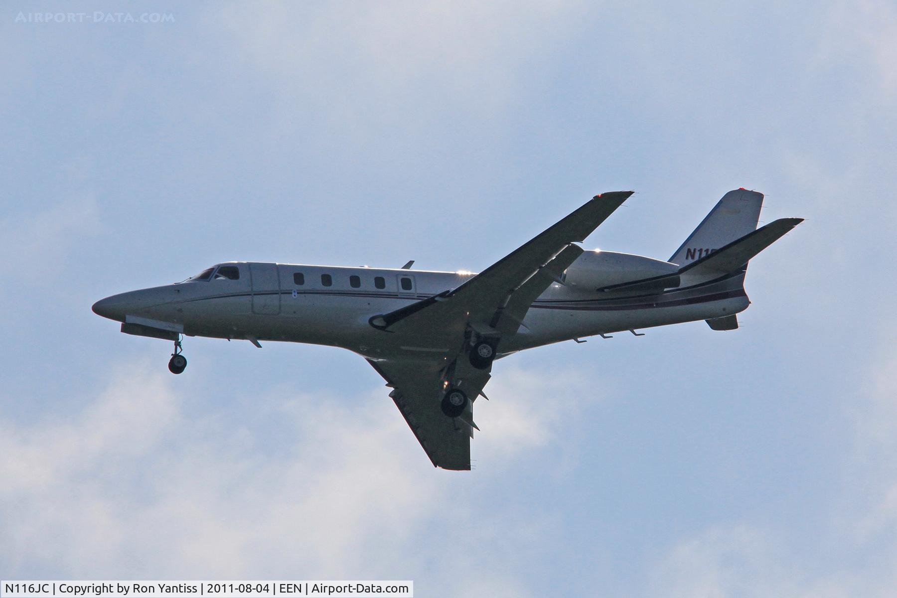 N116JC, Israel Aircraft Industries IAI-1125 Westwind Astra C/N 014, On final approach to runway 02, Dillant-Hopkins Airport, Keene, NH.