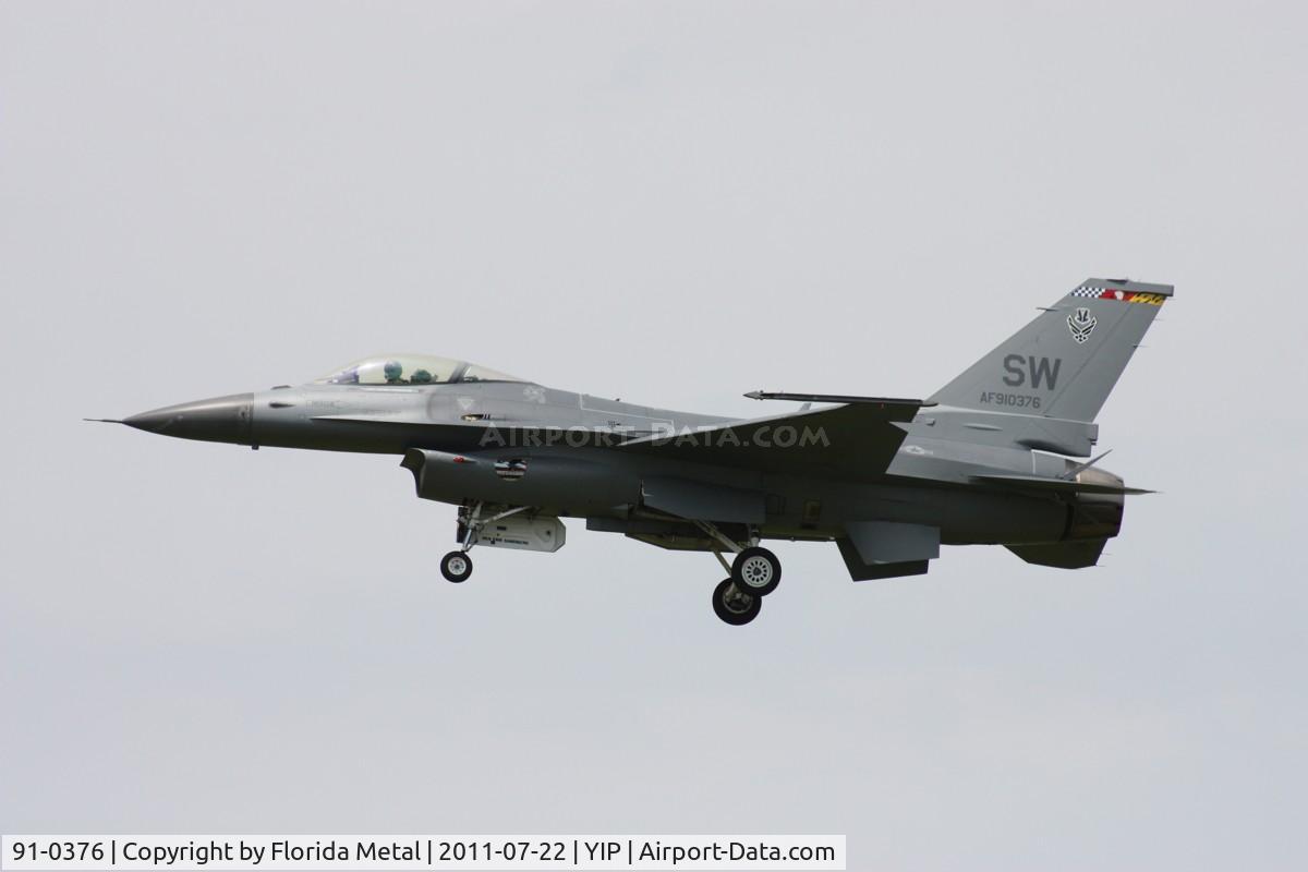 91-0376, 1991 General Dynamics F-16C Fighting Falcon C/N CC-74, F-16C
