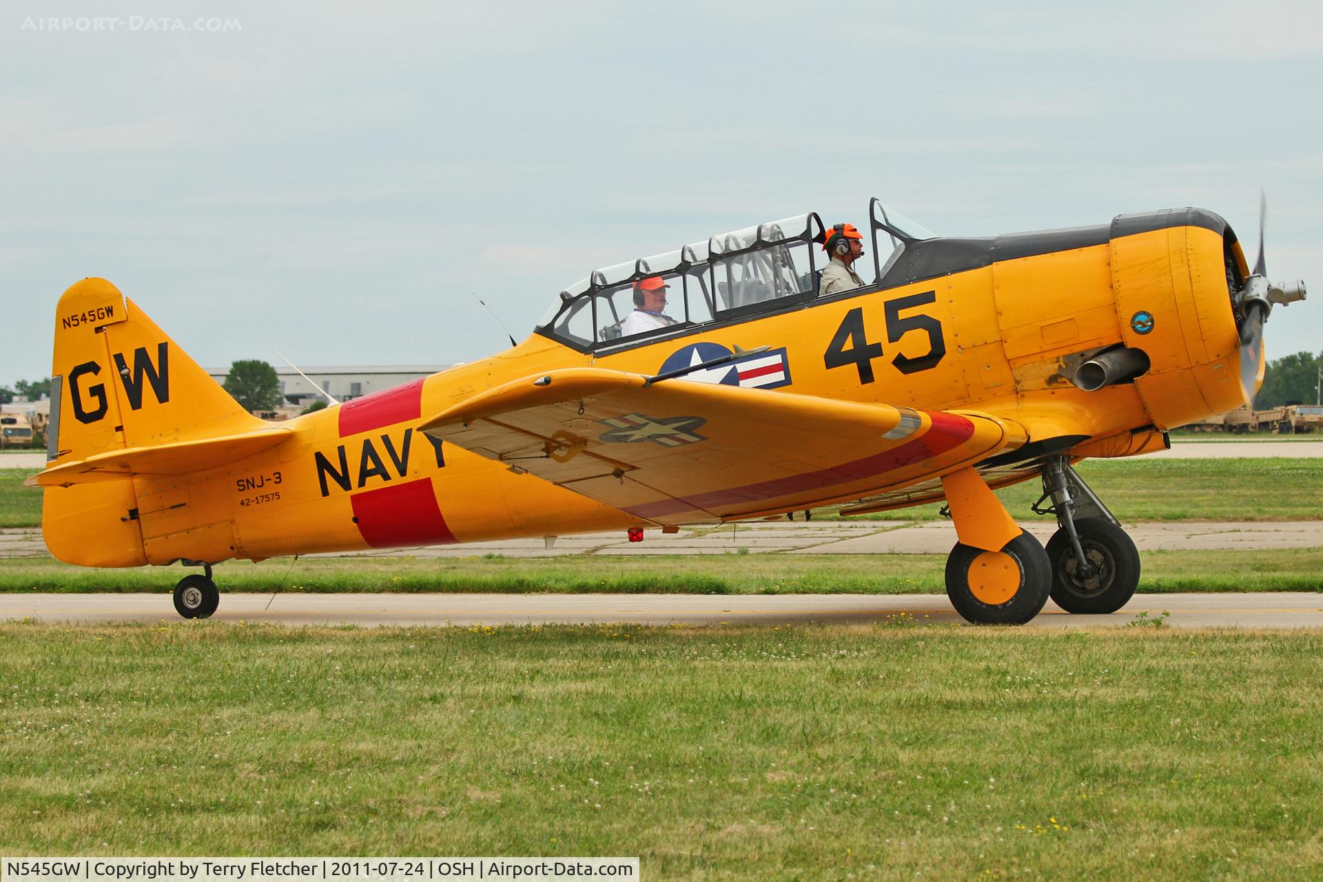 N545GW, 1942 North American SNJ-3 Texan Texan C/N 42-17575, 1942 North American/whiteford G A NA AT 6/SNJ, c/n: 42-17575. The FAA records and the serial painted on the aircraft , 42-17575 were allocated to a Stearman - anyone know why this Serial is quoted for this Texan