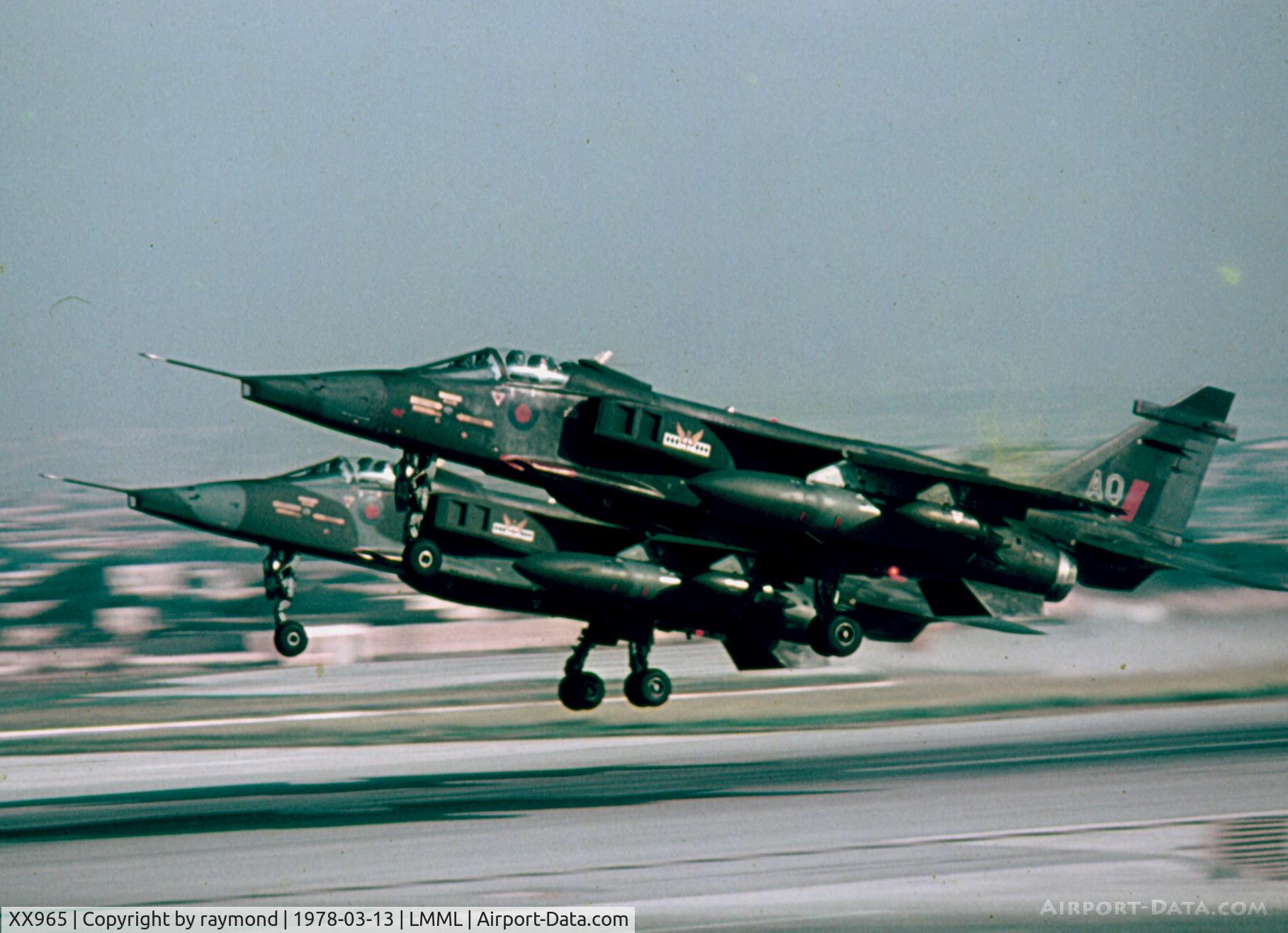 XX965, 1975 Sepecat Jaguar GR.1A C/N S.87, Jaguars XX965/AM and XZ372 of 17Sqd RAF in double take-off.