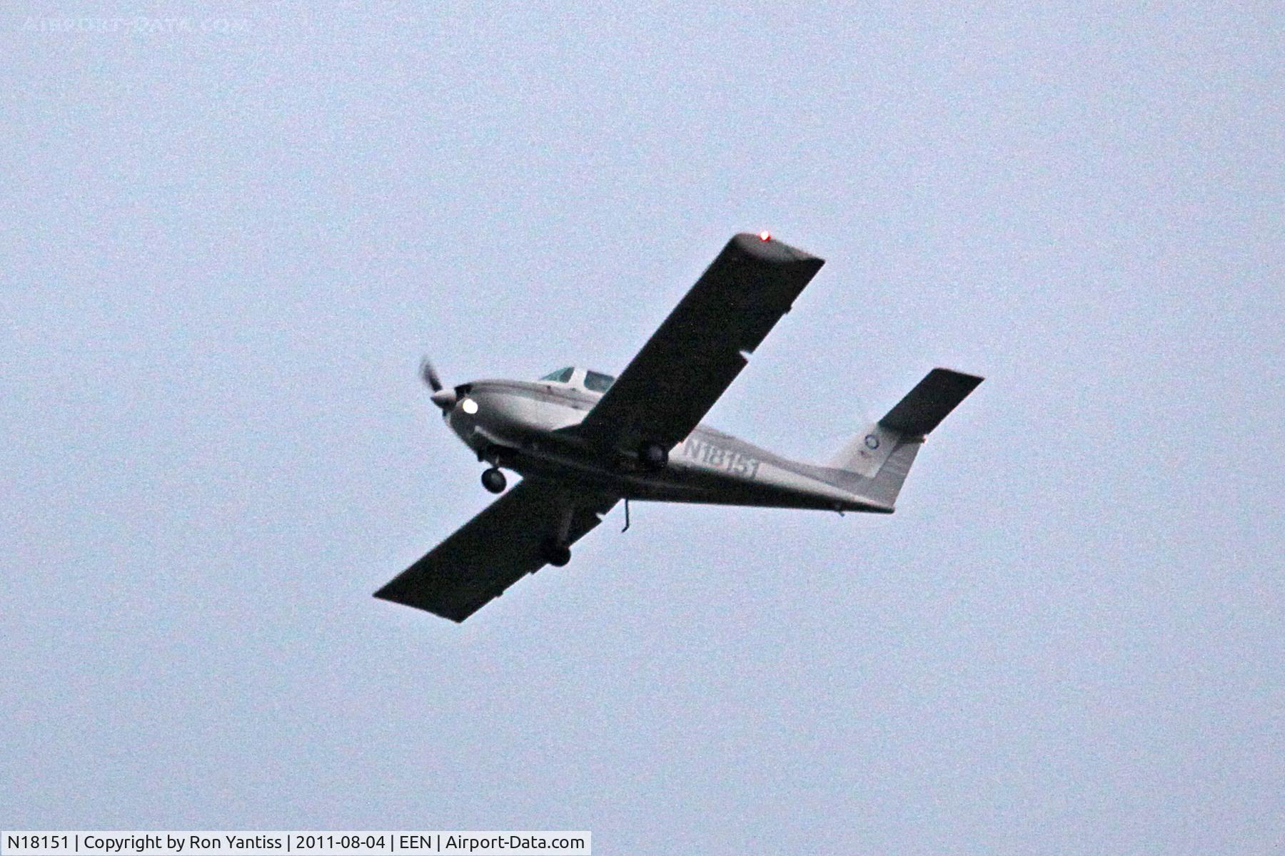 N18151, 1981 Beech 77 Skipper C/N WA-285, Straight in approach from the South to runway 02, Dillant-Hopkins Airport, Keene, NH.