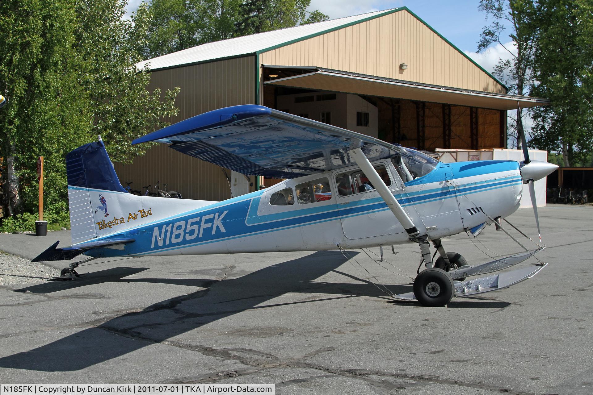 N185FK, 1974 Cessna A185F Skywagon 185 C/N 18502513, Skis are prevelant on a number of planes at Talkeetna