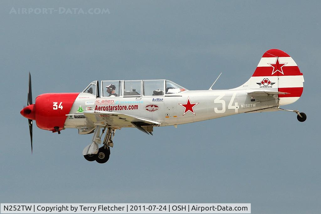 N252TW, 2002 Yakovlev (Aerostar) Yak-52TW C/N 0212301, 2002 S C Aerostar S A YAK-52TW, c/n: 0212301 - WHITE 34 - at 2011 Oshkosh