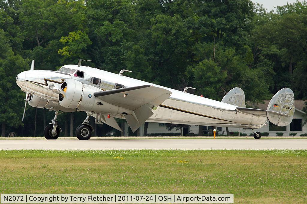 N2072, 1936 Lockheed 12A Electra Junior C/N 1208, 1936 Lockheed 12A, c/n: 1208 arriving at 2011 Oshkosh