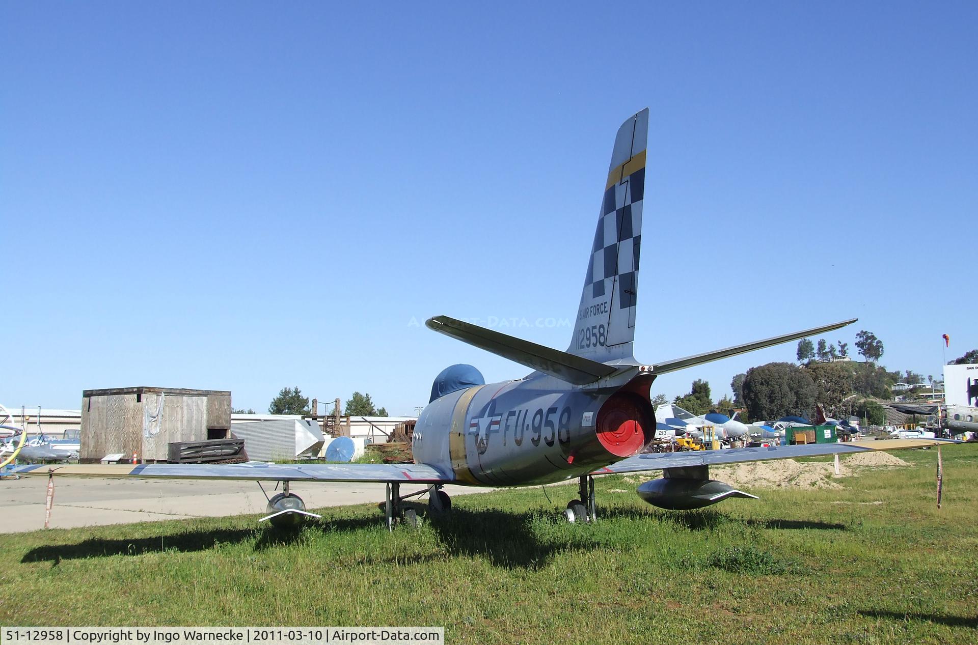 51-12958, 1951 North American F-86F Sabre C/N 172-249, North American F-86F Sabre at the San Diego Air & Space Museum's Gillespie Field Annex, El Cajon CA
