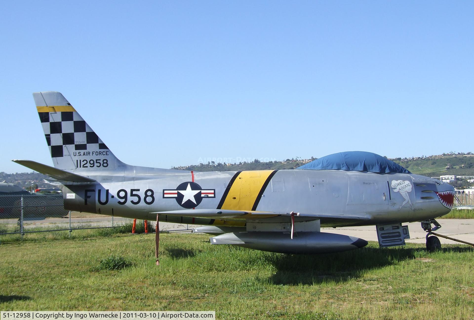 51-12958, 1951 North American F-86F Sabre C/N 172-249, North American F-86F Sabre at the San Diego Air & Space Museum's Gillespie Field Annex, El Cajon CA