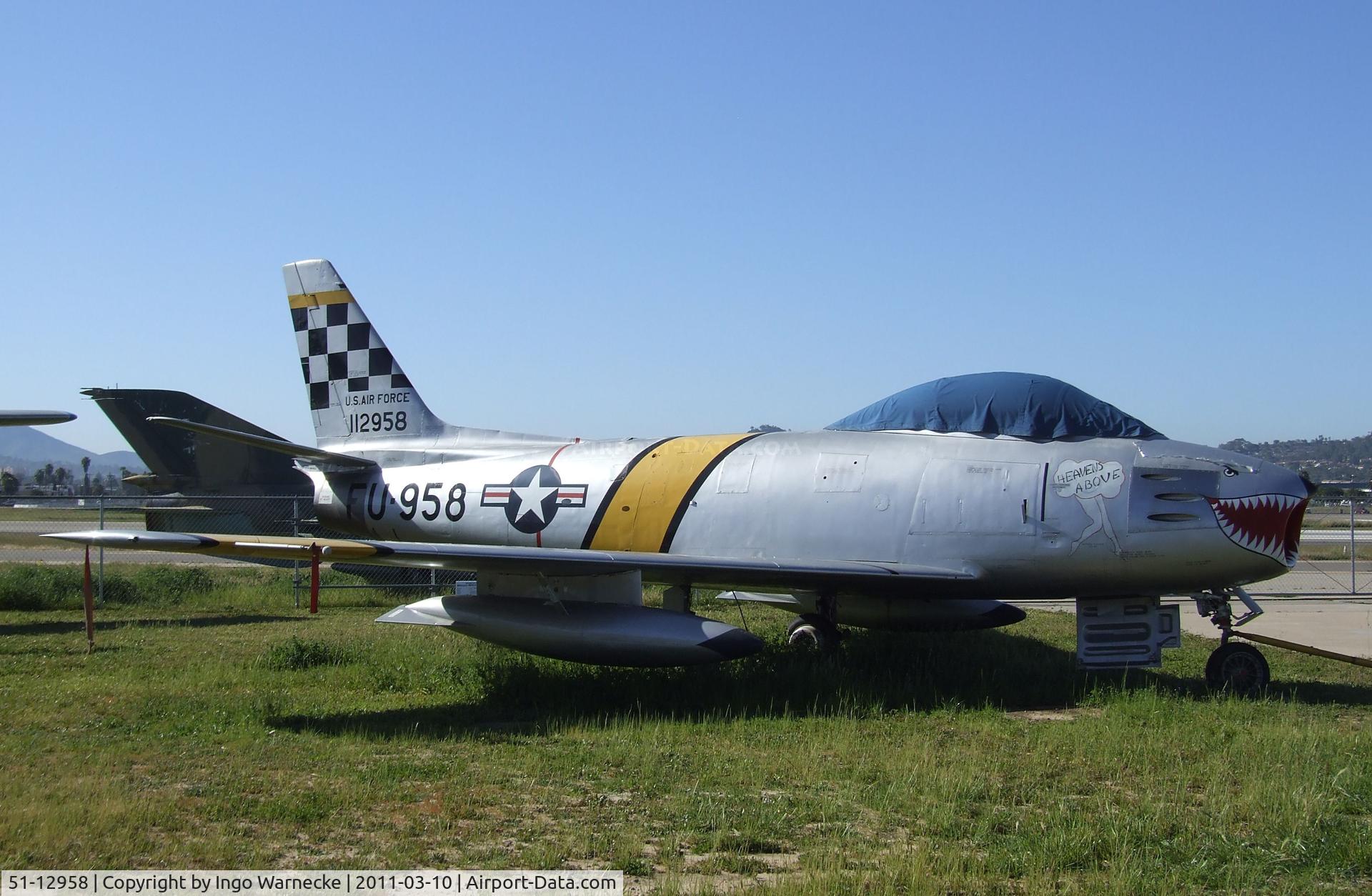 51-12958, 1951 North American F-86F Sabre C/N 172-249, North American F-86F Sabre at the San Diego Air & Space Museum's Gillespie Field Annex, El Cajon CA