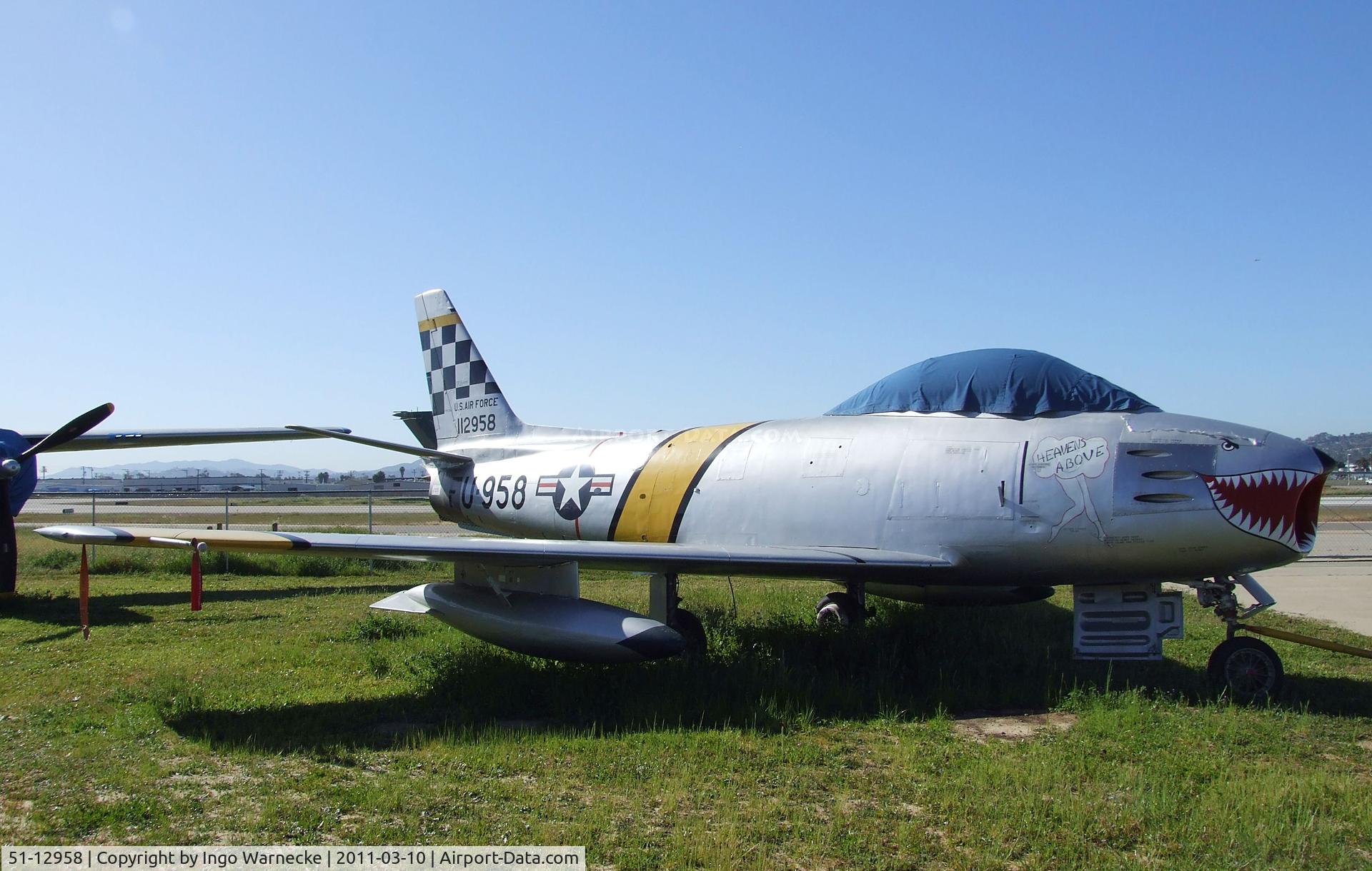 51-12958, 1951 North American F-86F Sabre C/N 172-249, North American F-86F Sabre at the San Diego Air & Space Museum's Gillespie Field Annex, El Cajon CA