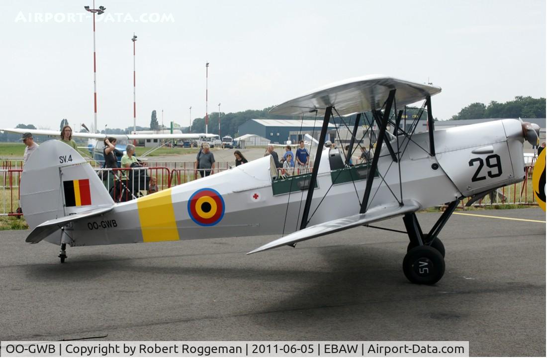 OO-GWB, 1951 Stampe-Vertongen SV-4B C/N 1171, FLY IN.Ex V-29 BAF.FLAG ON TAIL WRONG BLACK FIRST.
