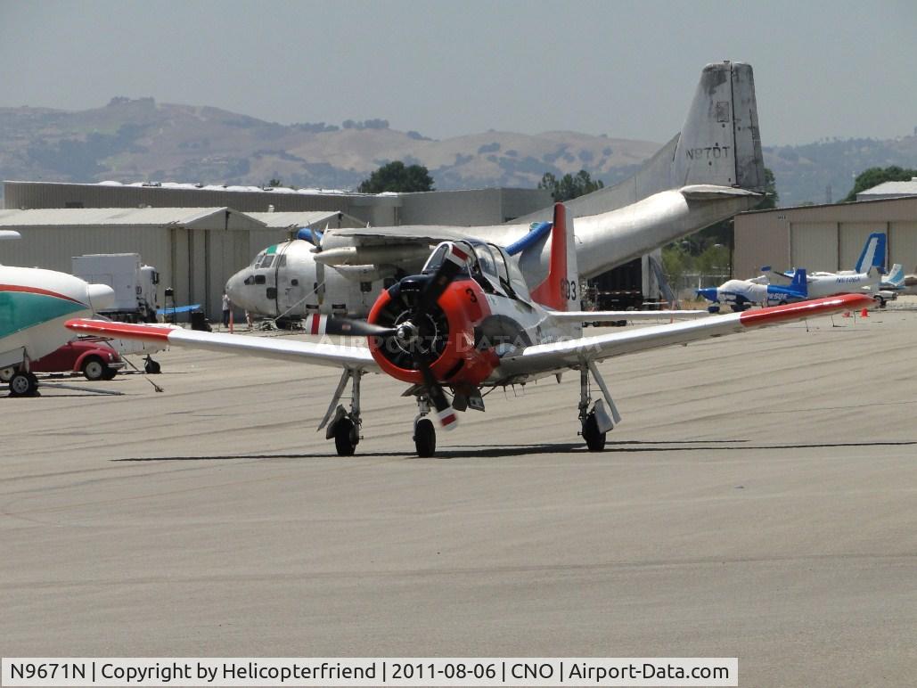 N9671N, 1986 North American T-28B Trojan C/N 200-374 (138303), Taxiing to runway with passenger
