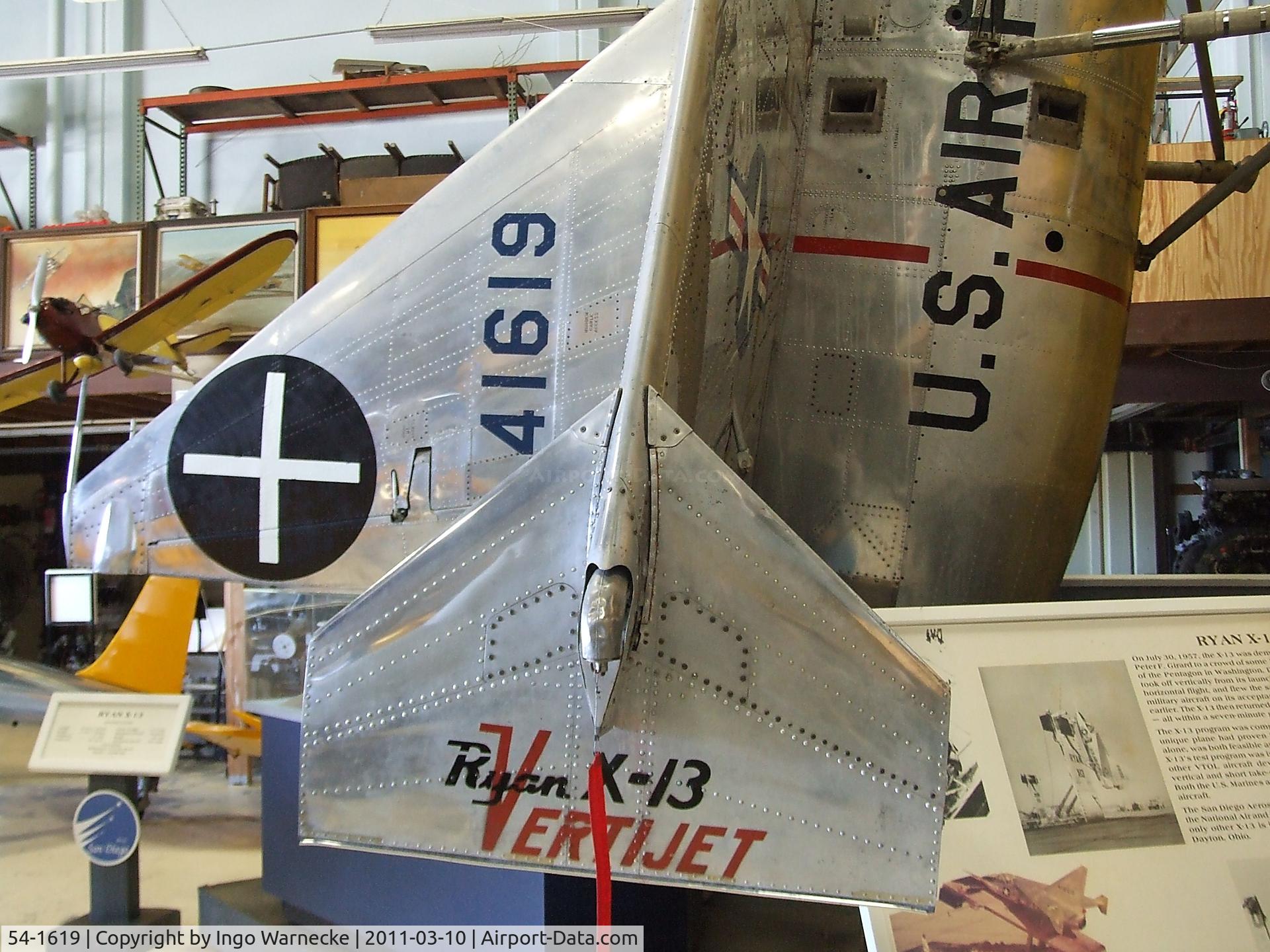 54-1619, 1954 Ryan X-13A-RY Vertijet C/N Not found 54-1619, Ryan X-13A Vertijet at the San Diego Air & Space Museum's Gillespie Field Annex, El Cajon CA