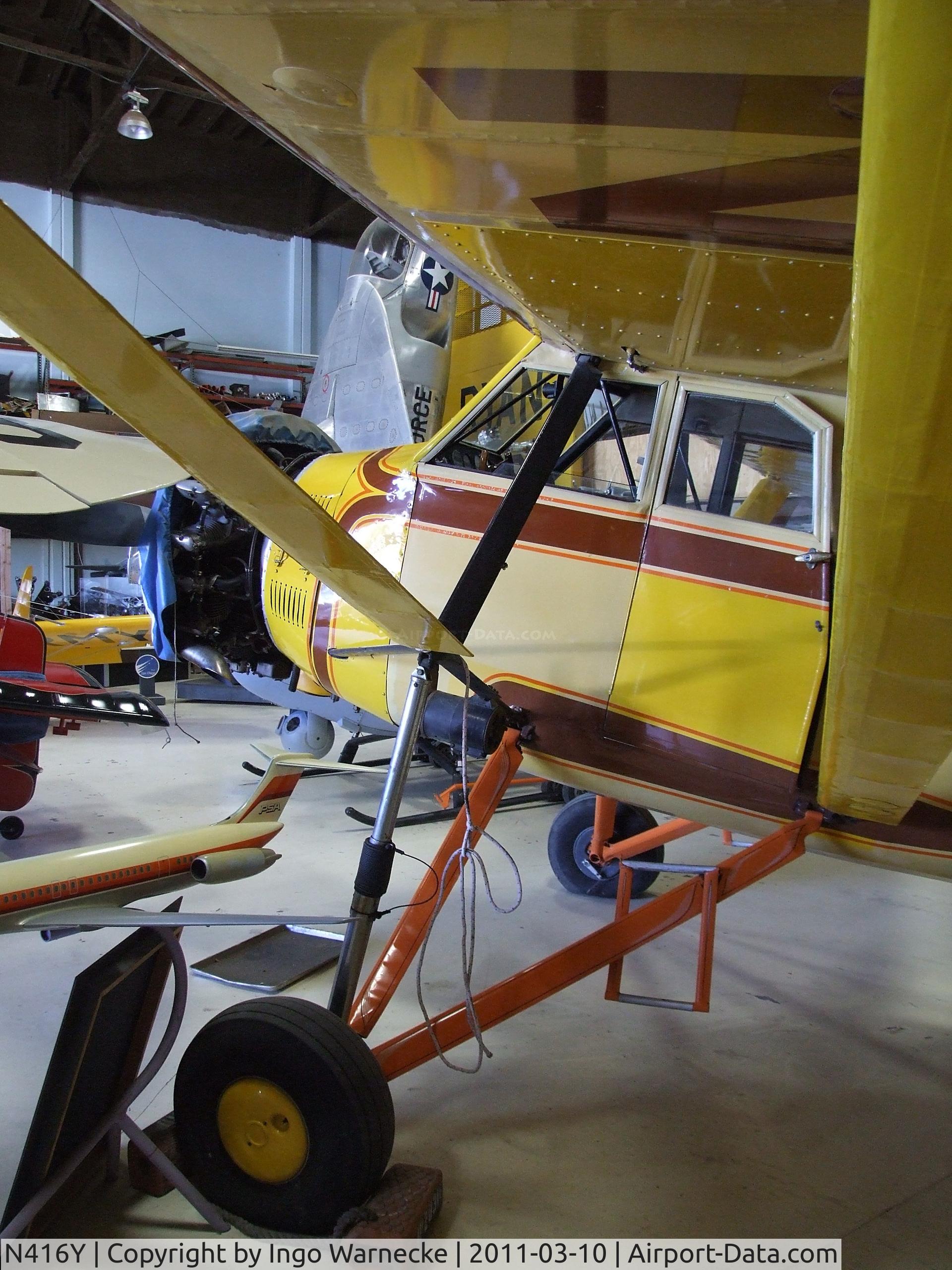 N416Y, 1930 Stinson SM-8A Junior C/N 4251, Stinson SM-8A Detroiter Jr. at the San Diego Air & Space Museum's Gillespie Field Annex, El Cajon CA