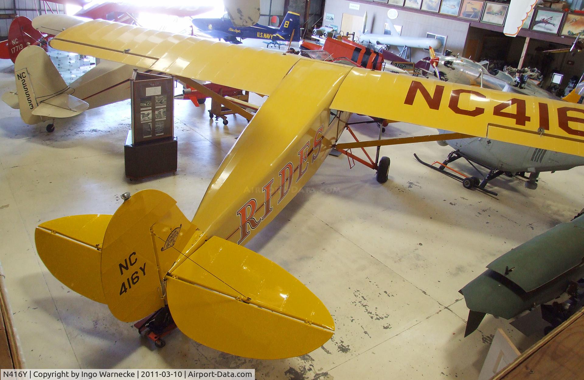 N416Y, 1930 Stinson SM-8A Junior C/N 4251, Stinson SM-8A Detroiter Jr. at the San Diego Air & Space Museum's Gillespie Field Annex, El Cajon CA