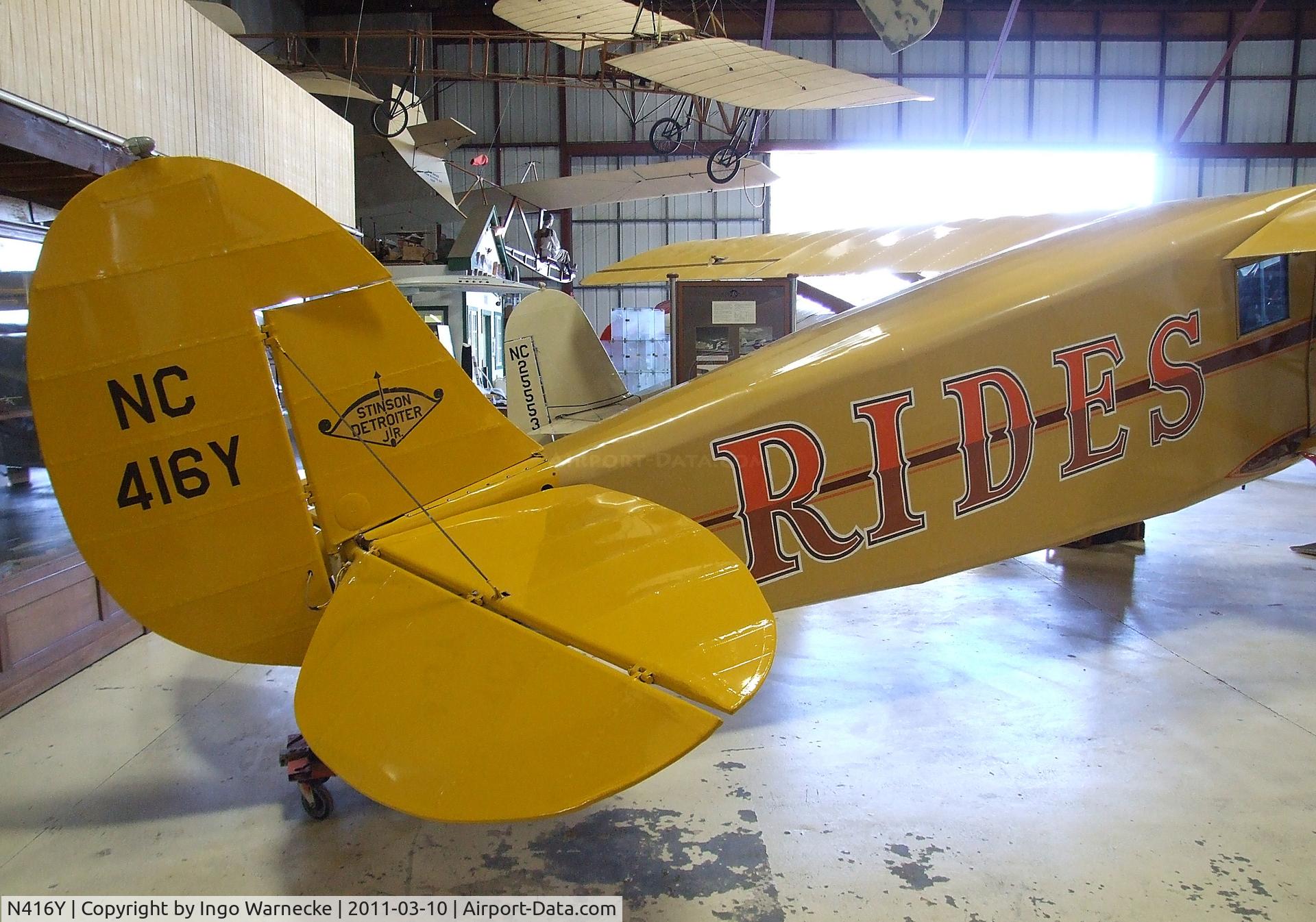 N416Y, 1930 Stinson SM-8A Junior C/N 4251, Stinson SM-8A Detroiter Jr. at the San Diego Air & Space Museum's Gillespie Field Annex, El Cajon CA
