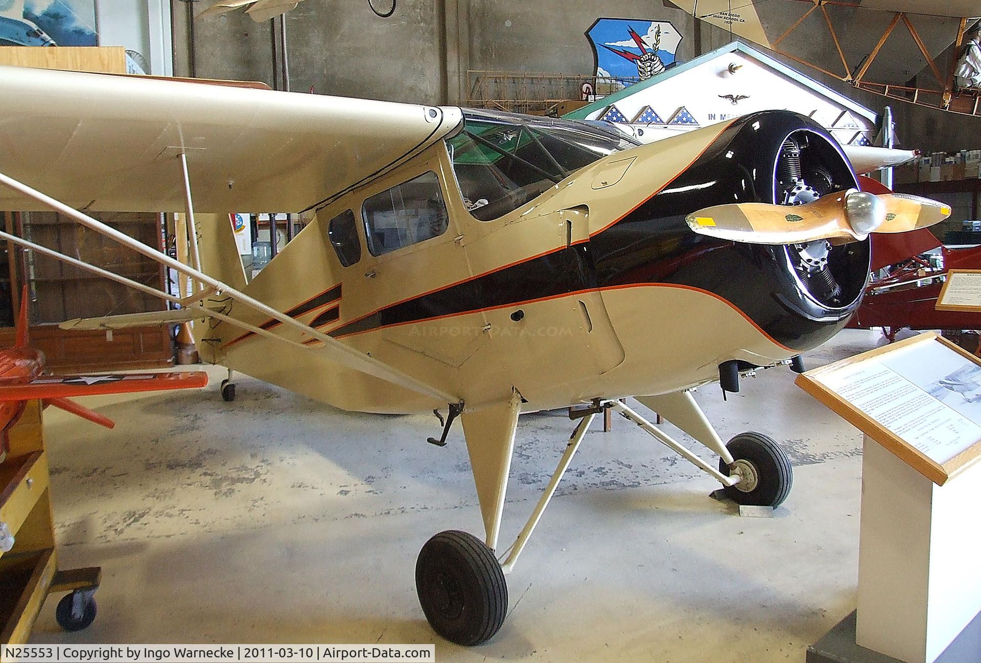 N25553, 1940 Rearwin Cloudster 8135 C/N 829, Rearwin 8135 Cloudster at the San Diego Air & Space Museum's Gillespie Field Annex, El Cajon CA