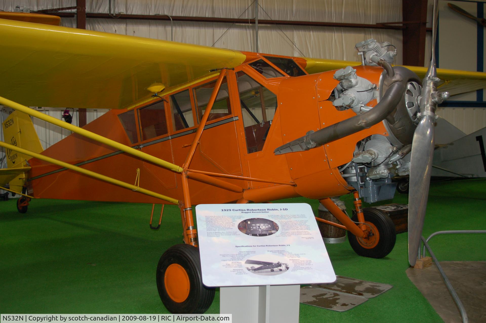 N532N, 1929 Curtiss-Wright Robin C/N 733, 1929 Curtiss Robin J-1D at the Virginia Aviation Museum, Richmond International Airport, Richmond, VA