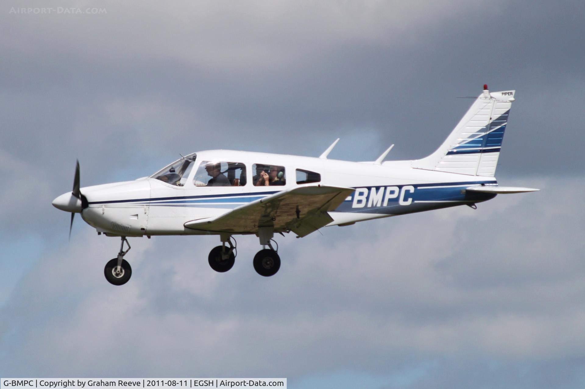 G-BMPC, 1977 Piper PA-28-181 Cherokee Archer II C/N 28-7790436, About to land.