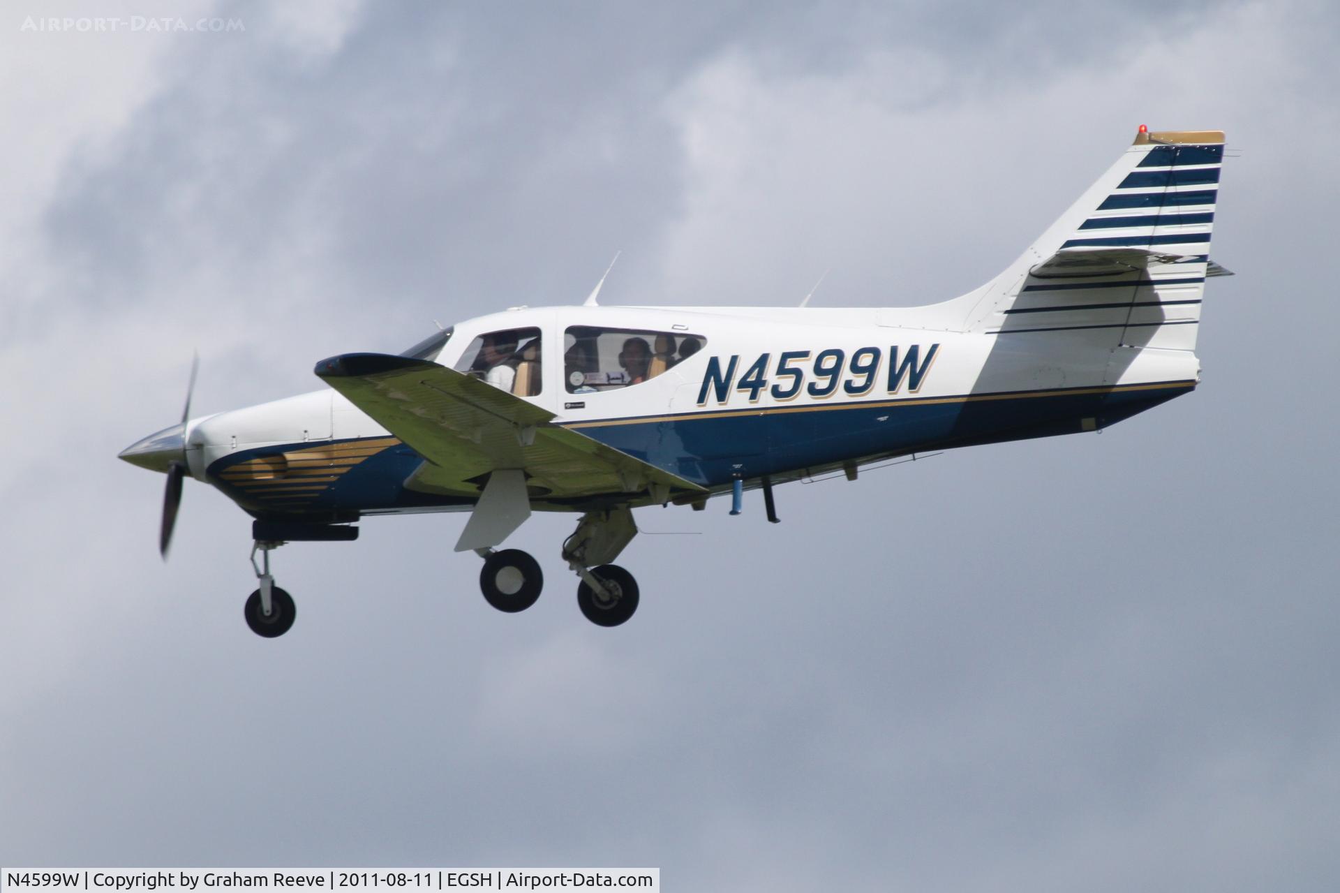 N4599W, 1976 Rockwell International 112TC Commander C/N 13089, About to touch down.