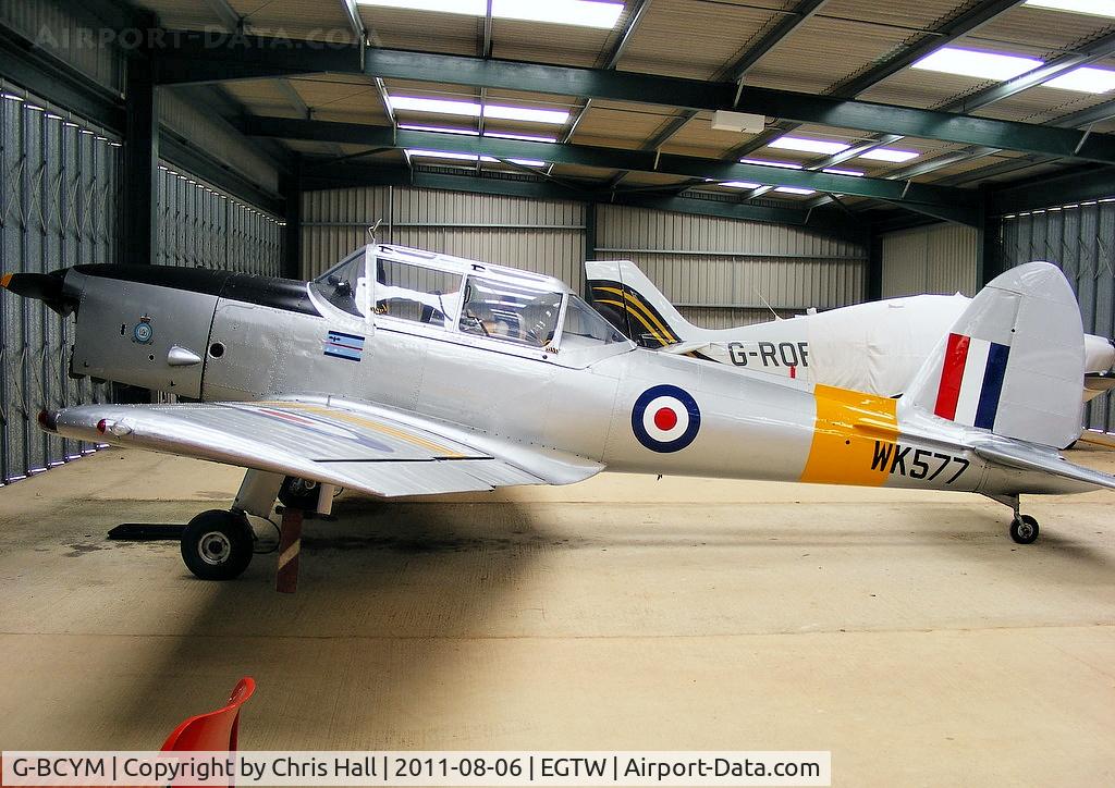 G-BCYM, 1950 De Havilland DHC-1 Chipmunk T.10 C/N C1/0598, Oaksey Park resident