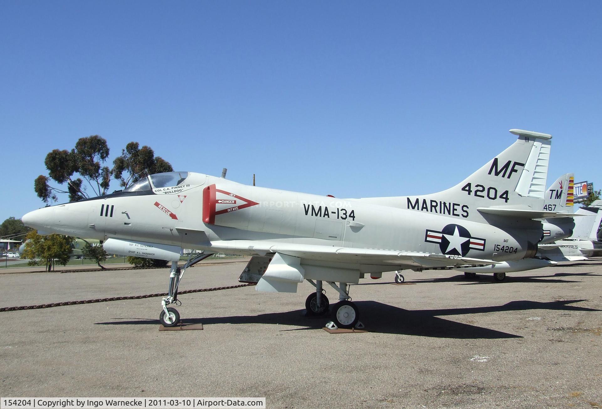 154204, Douglas A-4F Skyhawk C/N 13661, Douglas A-4F Skyhawk at the Flying Leatherneck Aviation Museum, Miramar CA