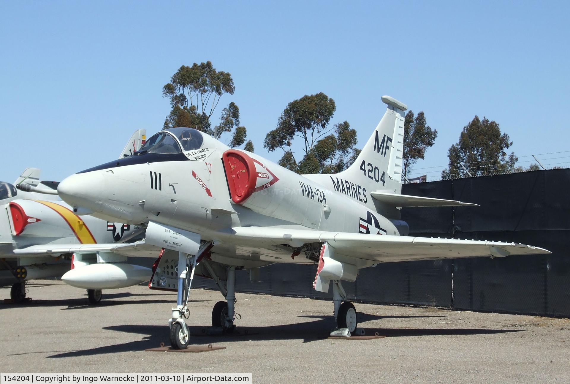 154204, Douglas A-4F Skyhawk C/N 13661, Douglas A-4F Skyhawk at the Flying Leatherneck Aviation Museum, Miramar CA