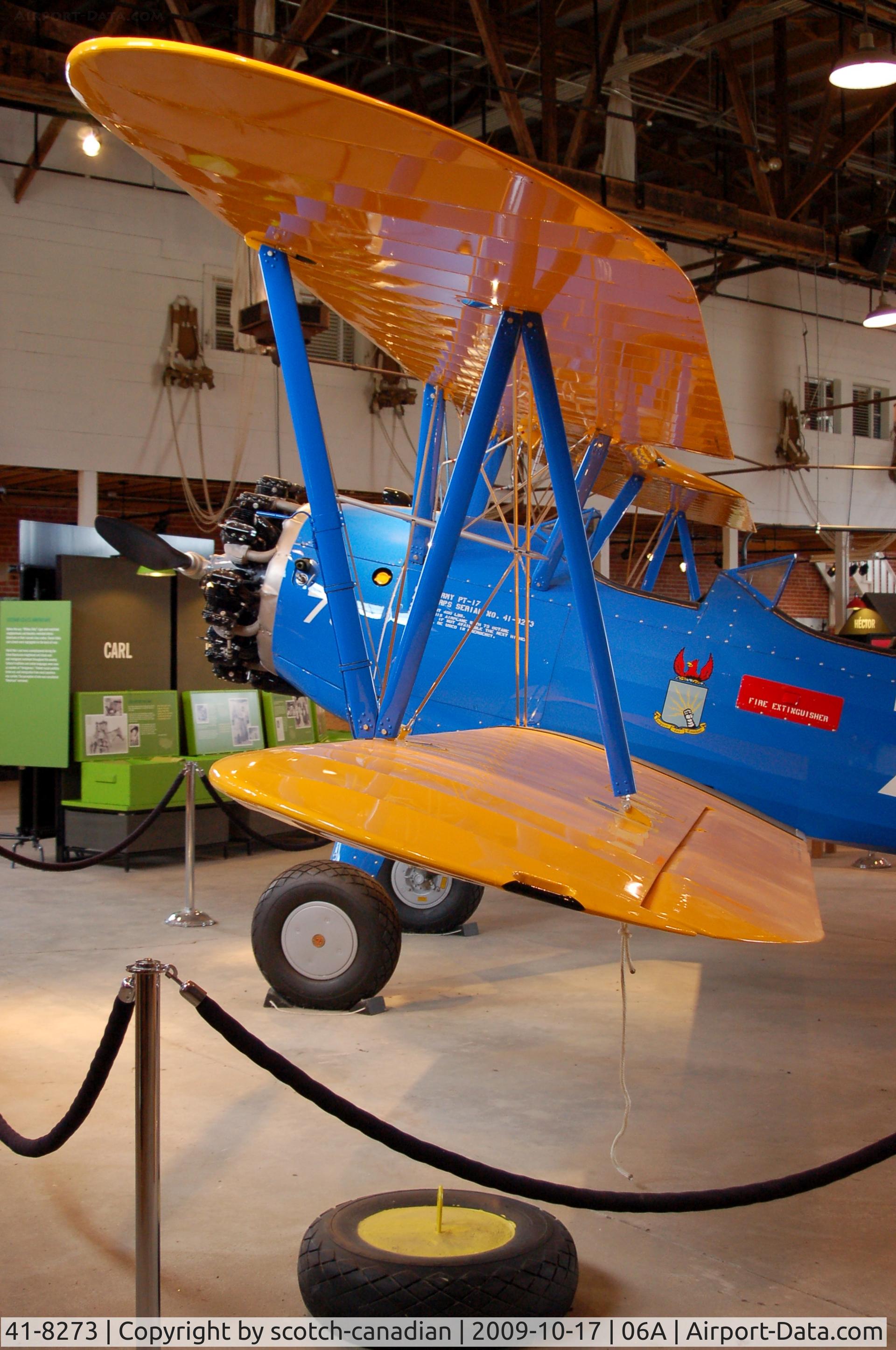 41-8273, Boeing PT-17 Kaydet (A75N1) C/N 75-1832, Boeing-Stearman PT-17 at the Tuskegee Airman National Historic Site, Moton Field Municipal Airport, Tuskegee, AL