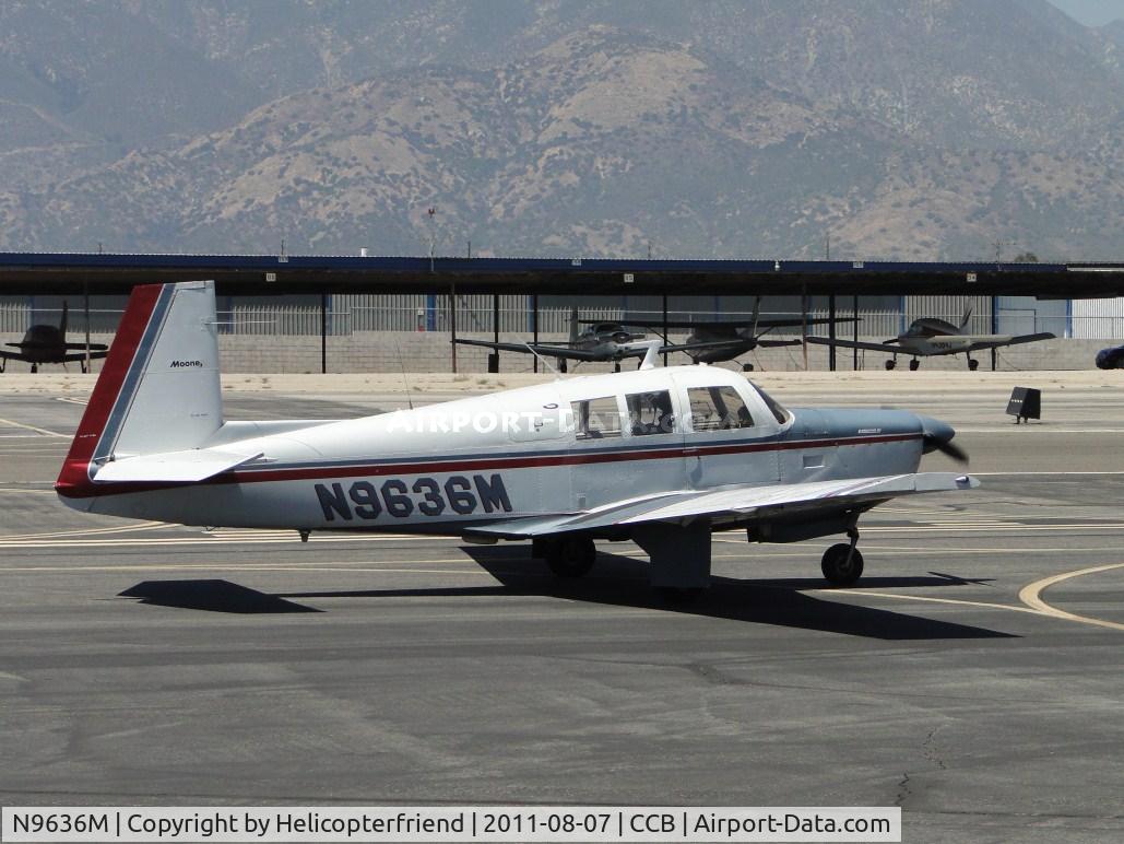N9636M, 1966 Mooney M20F Executive C/N 670213, Taxiing back to park north of Maniac Mike's Cafe