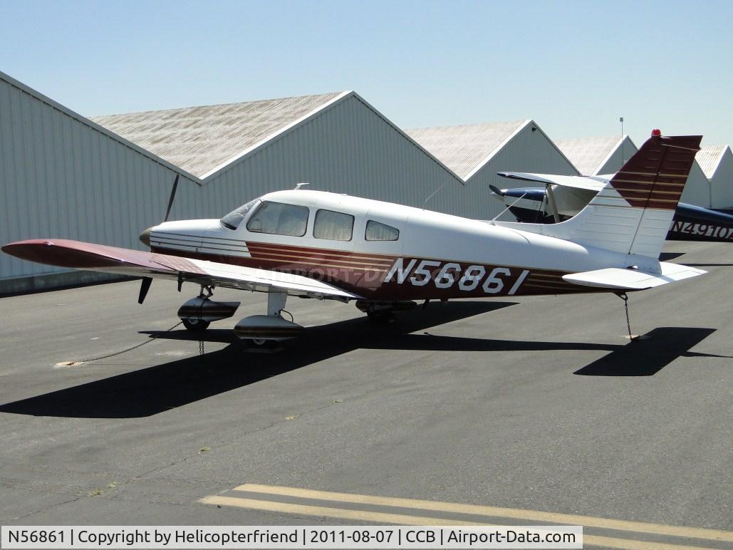 N56861, 1973 Piper PA-28-180 Cherokee C/N 28-7405035, Tied down and parked in transient parking