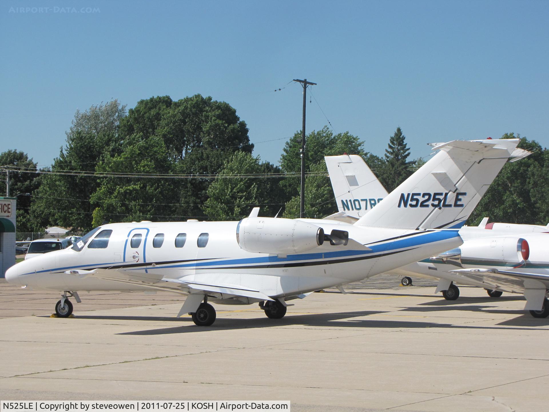 N525LE, 2001 Cessna 525 CitationJet CJ1 C/N 525-0447, Basler FBO Ramp  EAA Oshkosh 2011