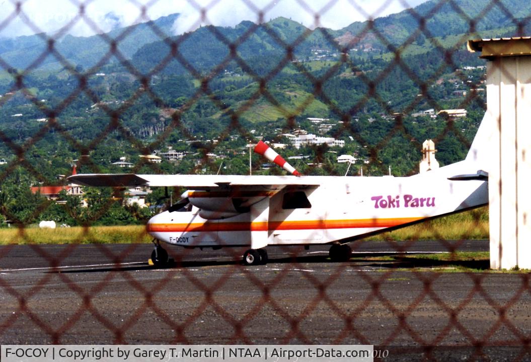 F-OCOY, Britten-Norman BN-2A-8 Islander C/N 131, Sometime in August 2007 with Toki Paru, now destroyed (used for fire rescue practice).
