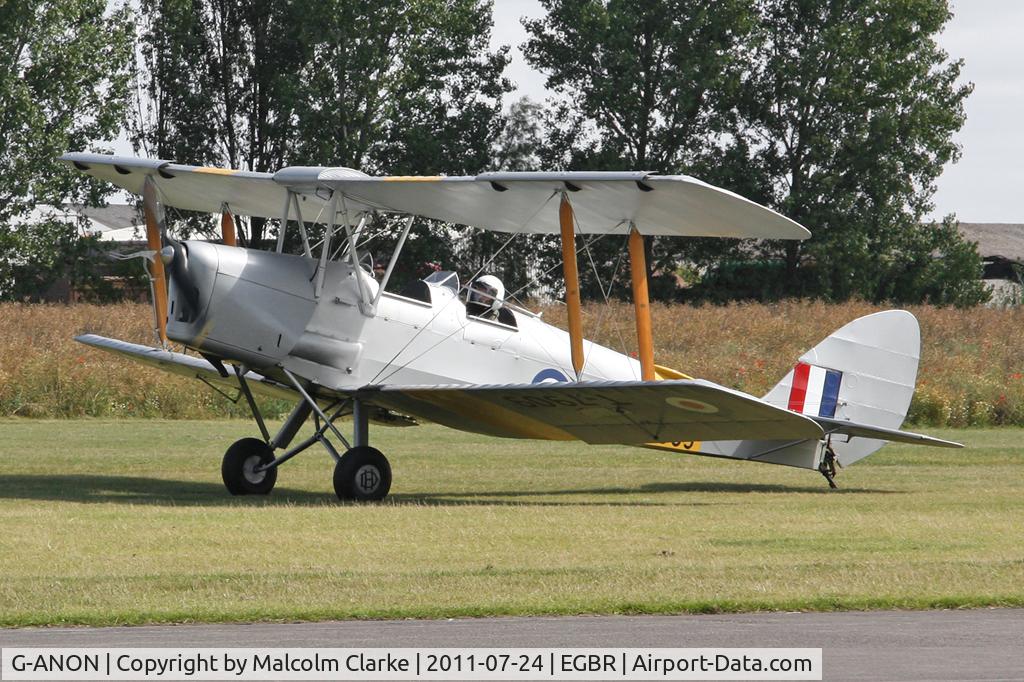 G-ANON, 1941 De Havilland DH-82A Tiger Moth II C/N 84270, De Havilland DH-82A Tiger Moth at Breighton Airfield's Wings & Wheels Weekend, July 2011.