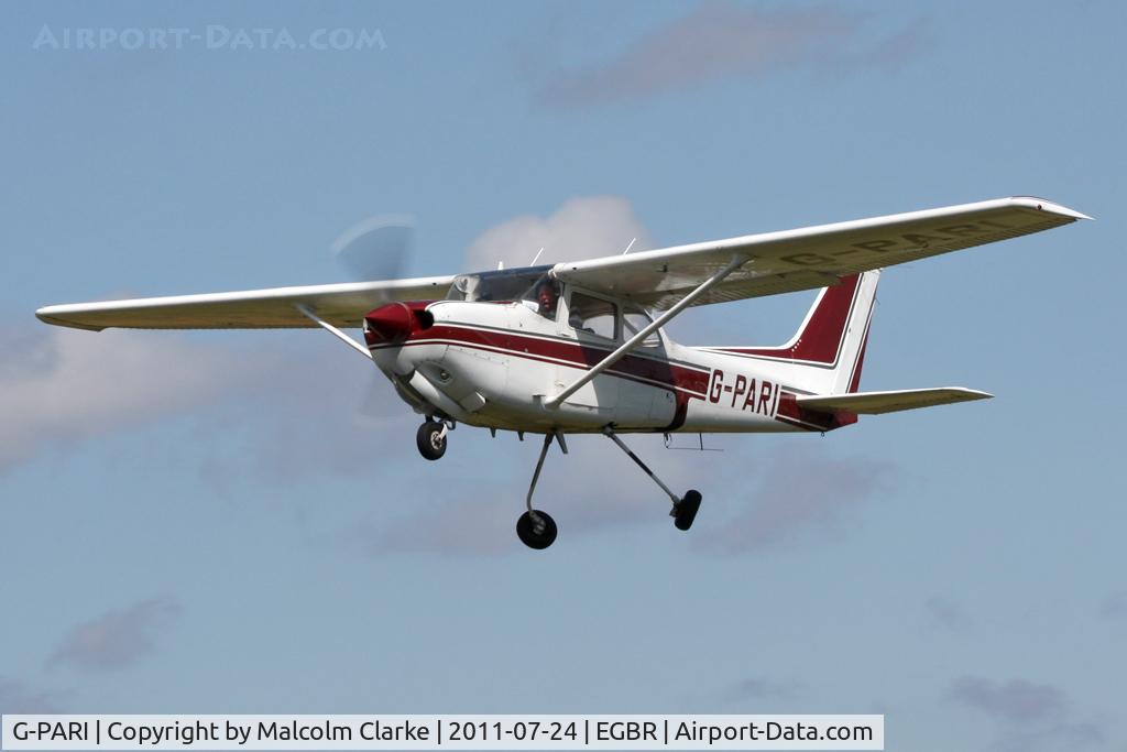 G-PARI, 1980 Cessna 172RG Cutlass RG Cutlass RG C/N 172RG-0010, Cessna 172RG with wheels retracting, leaves Breighton Airfield's Wings & Wheels Weekend, July 2011.