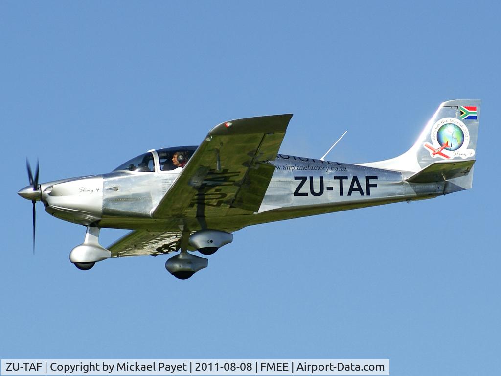 ZU-TAF, The Airplane Factory Sling 4 C/N 001, Arriving and landing rwy 14 from Lanseria for the around the world