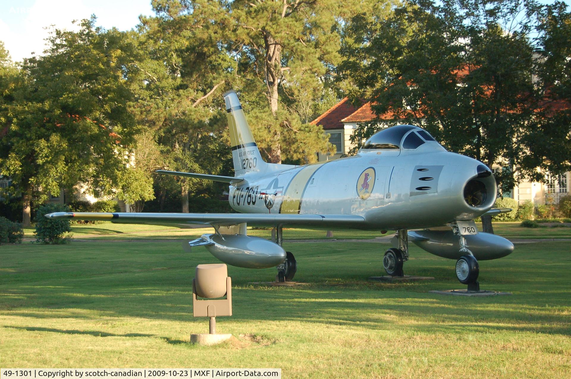 49-1301, 1949 North American F-86A-5-NA Sabre C/N 161-295, North American F-86A-5-NA Sabre on display at Maxwell AFB, Montgomery, AL